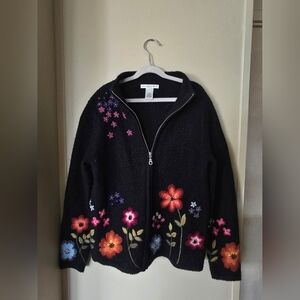 Flower Wool Zip Up